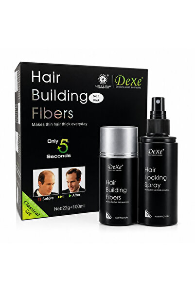Dexe Hair Building Fibers 22g black with locking spray