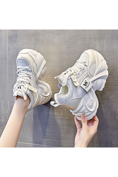 dorbe Women's Cream Platform Sneakers