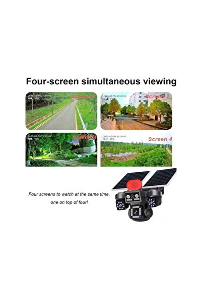 AOV International Cameră de supraveghere profesională 4G LTE 20MP 4K UHD – Sistem solar cu 4 lentile, 4G LTE, Panouri fotovoltaice duble, Viziune nocturnă