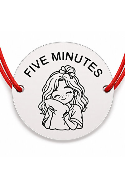 Simoshop Bratara argint 925 cu banut gravat FIVE MINUTES, snur rosu reglabil,...