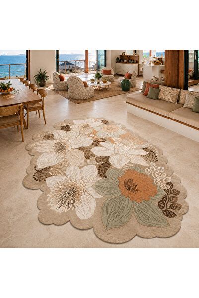 Rugs Modern Halı SDT Çiçek Desenli Modern Dokuma Taban Dekoratif Halı sdtamou...