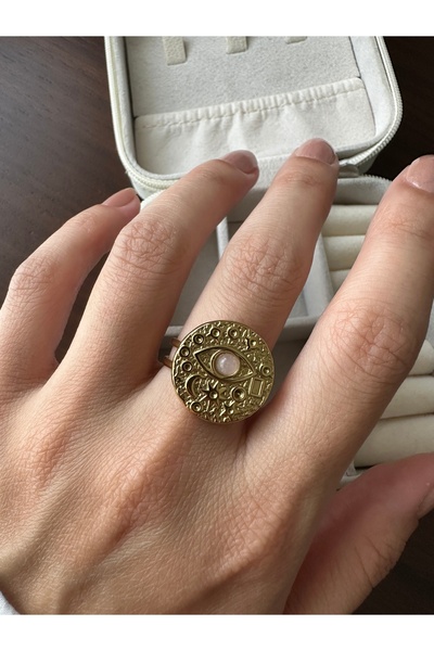 ringbox Gold Steel Anti-Tarnish Pink Vintage Eye Ring