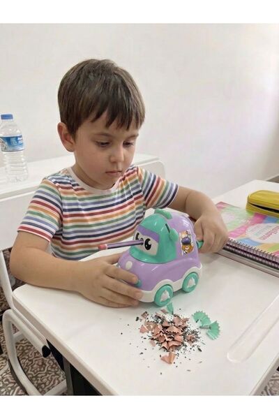ÇEÇEN HOME Bronze Cute Car-Designed Rotating Desktop Pencil Sharpener with Co...