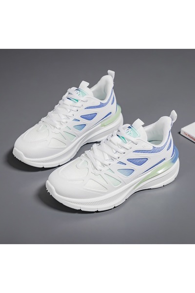 dorbe Women's White and Blue Running Sneakers