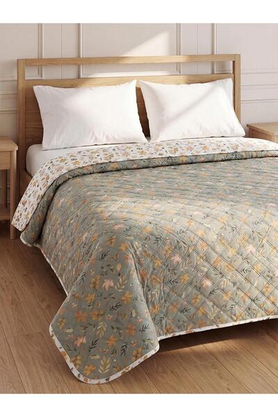 LC Waikiki Mixed Leaf Pattern Double Bedspread (W6)