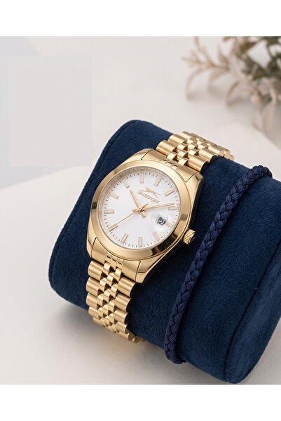 Slazenger Kadın Gold Altın Rengi Çelik Kordon Beyaz Kadran Quartz Kadın Kol S...