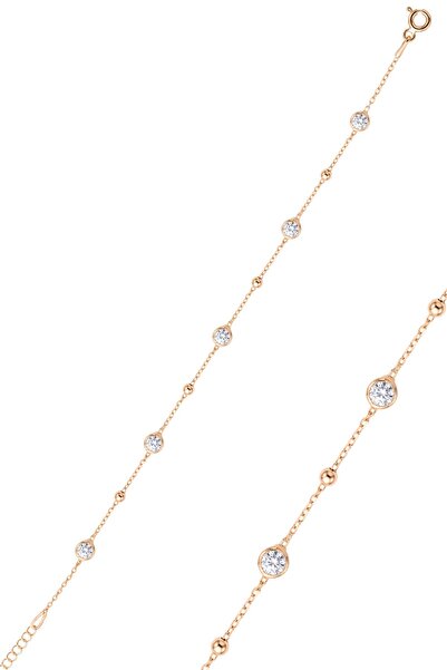 Söğütlü Silver 925 Ayar Gümüş Bileklik Rose Zirkon Taşlı İtalyan Toplu Kadın ...