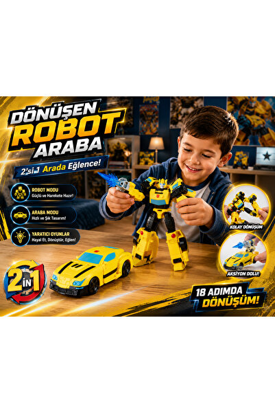 Cici Oyuncak Transformers Bumblebee 2’si 1 Arada Dönüşen Robot Araba Oyuncak ...