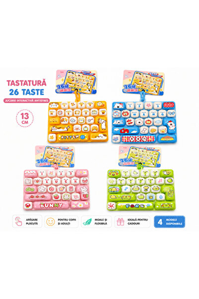 SHOP LIKE A PRO Jucărie Antistres Tastatură cu 26 Taste, 13 cm, Taste Moi pen...