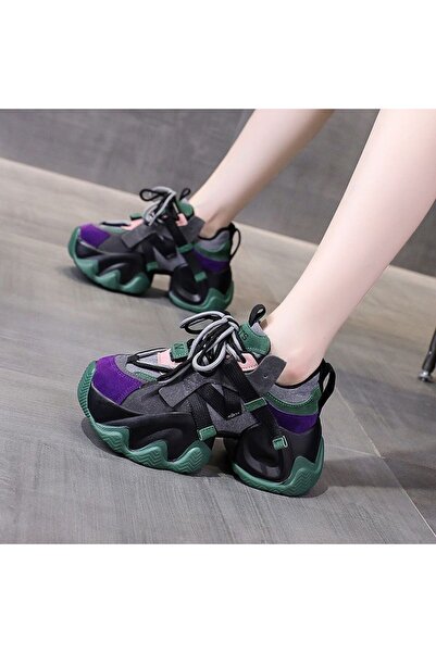 dorbe Women's Green Colorblock Chunky Sneakers