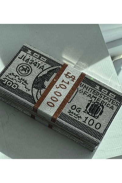 Genel Markalar Dolar görünümlü taşlı çanta