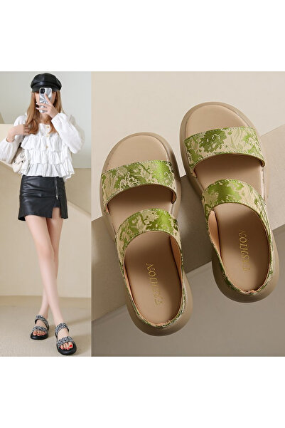 dorbe Women's Green Floral Sandals