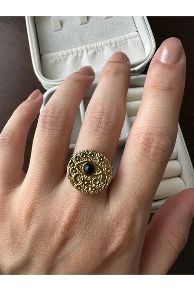 ringbox Gold Steel Anti-Tarnish Black Vintage Eye Ring