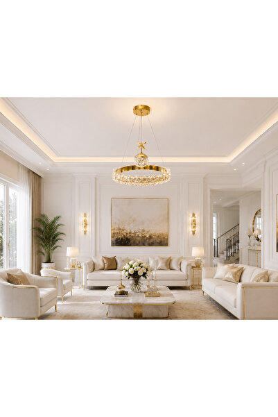 KRL LİGHTİNG Asya Led Tekli Gold Avize 40 cm