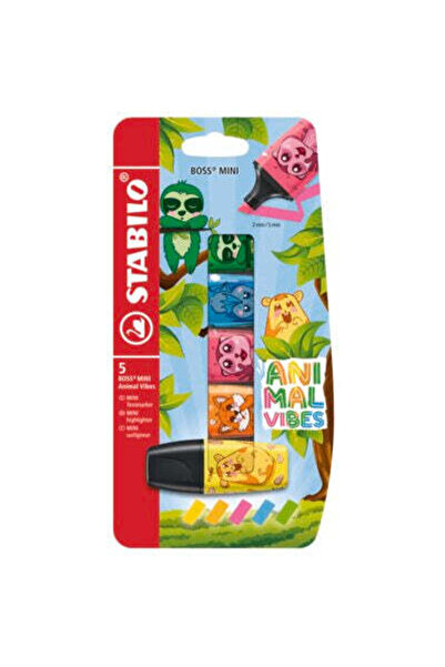 Stabilo Textmarker Boss mini Animal Vibes, 5 culori / blister