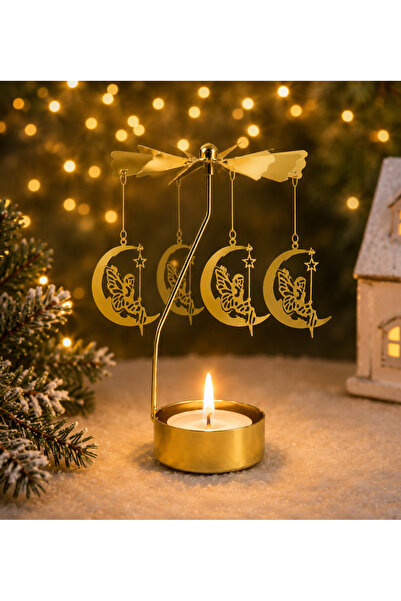misslale esans Altın Renkli Isı ile Dönen Mumluk Dekoratif Metal Tealight Şamdan