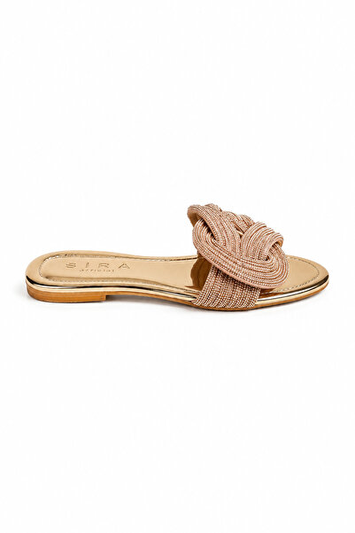 Sira Official Marea Gold Stone Embroidered Slippers