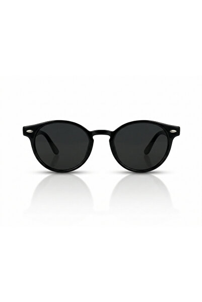 Elika Silver Retro Round Black Bone Frame Sunglasses