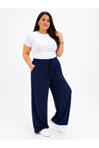 Butik Ayseba Women's Kupra Fabric Large Size Oversized Wide Leg Pants