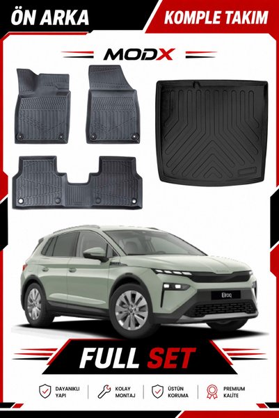 MODxAUTO Skoda Elroq 2024 Ve Sonrası Uyumlu 5D Havuzlu Paspas + 3D Bagaj Havu...