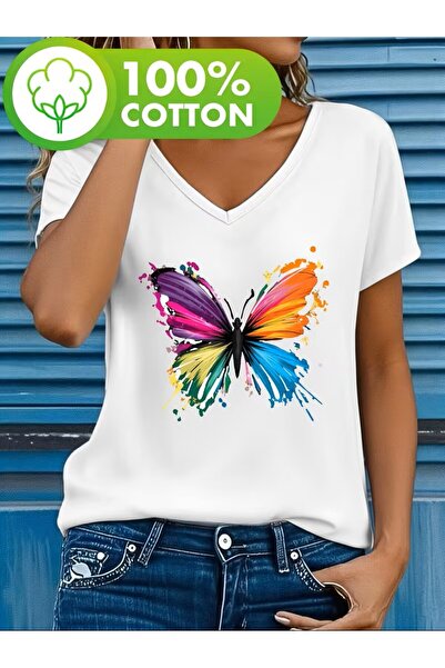 H&GHAMLEGİYİM Printed T-Shirt. Short Sleeve Summer & Spring Casual Top, Women...