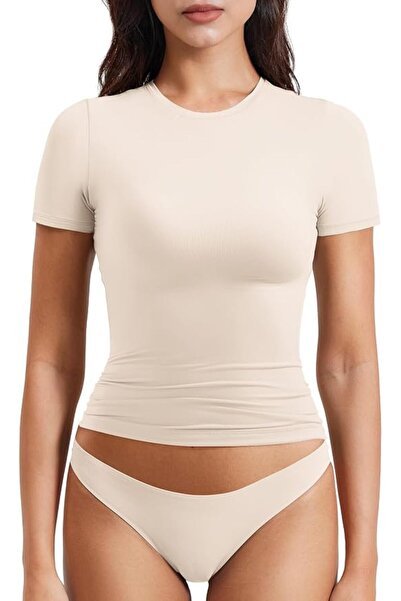 GENERAL New Millennium Fashion-Inspired Basic Design Double Lined Short Sleev...