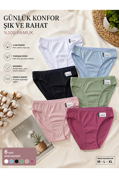 Uğur bebe 12-pack (m-l) tutku women's panties, 100% cotton ribbed bikini brie...