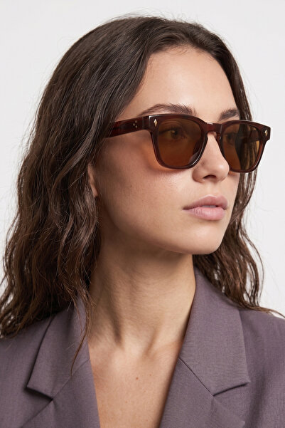 Elika Silver Retro Brown Bone Frame Sunglasses