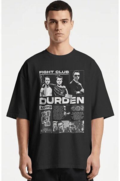 SEVBANO Tricou premium oversize unisex cu imprimeu film Fight Club Tyler Durden