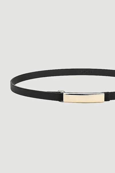 Gusto Plaka Faux Leather Belt - Black