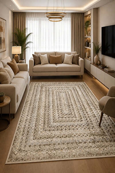 GECE HOME Dijital Baskılı Kaymaz Taban Yıkanabilir Desenli Salon Halısı Mutfa...