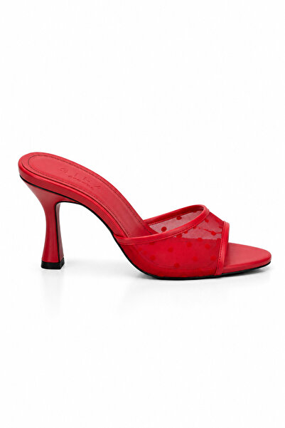 Sira Official Daisy Red Polka Dot Tulle Heeled Slippers