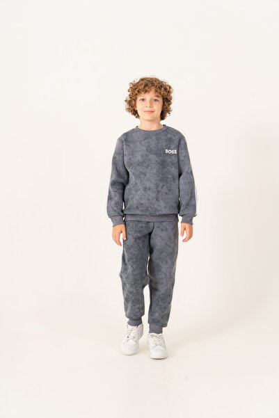 Rotito Boy's Tie-Dye Patterned 3-Yarn Sweatshirt and Sweatpants Set