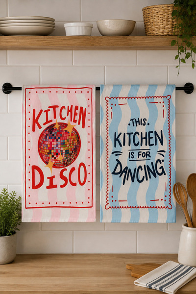 Pilloveland Patterned Kitchen Towels (Set of 2) |   30×50 cm - Disco Kitchen