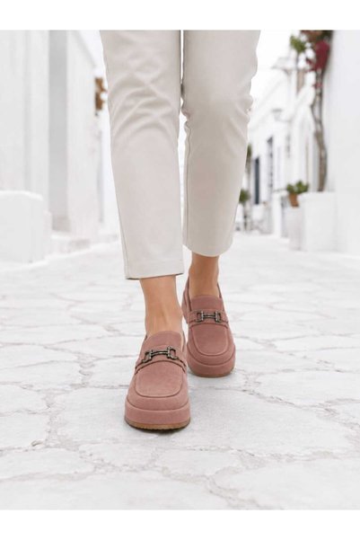 Oneka Shoes Kadın Günlük Loafer Pudra süet 280826KLSPSY1421
