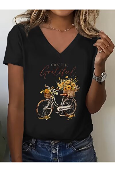 H&GHAMLEGİYİM Printed T-Shirt. Short Sleeve Summer & Spring Casual Top, Women...