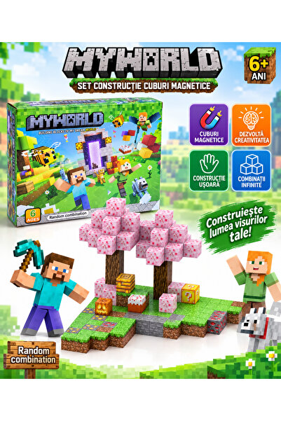 SHOP LIKE A PRO Set cuburi magnetice constructie, My World, blocuri educative...