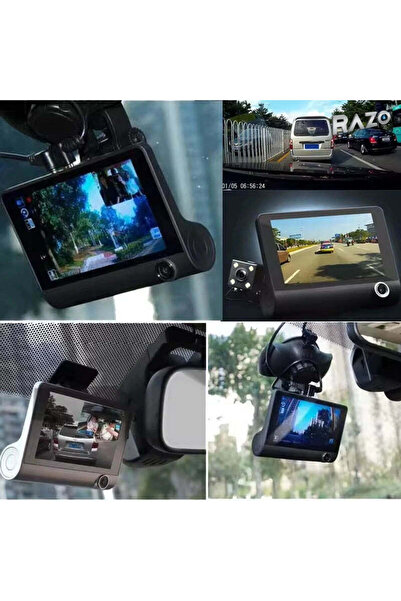 Razo Cameră auto DVR Full HD 1080P cu două lentile, ecran LCD, vedere nocturn...