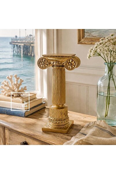 İki Yedi Konsept Sausalito Antik İyon Sütun Obje 44 cm Altın Gold Polyester D...