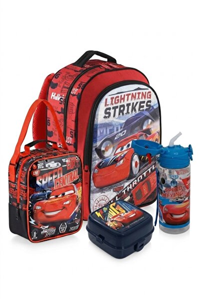 CARS Lightning Mcqueen Elementary School Bag Set School Bag + Lunch Box + Wat...