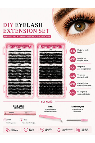 Deep Passion Takma Kirpik 600 Adet Kirpik Seti Kitap Model 30-40-50-60-80-100...