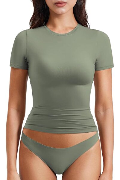 GENERAL New Millennium Fashion-Inspired Basic Design Double Lined Short Sleev...
