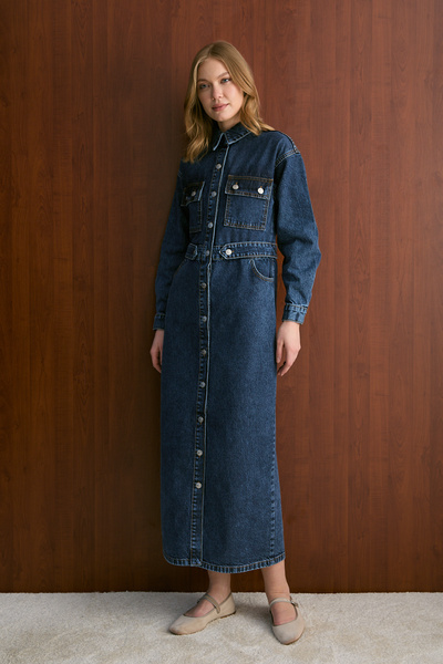 Melike Tatar Denim Elbise 32-8100
