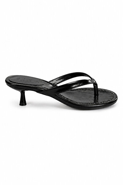 Sira Official Vela Black Flip-Flop Heeled Slippers