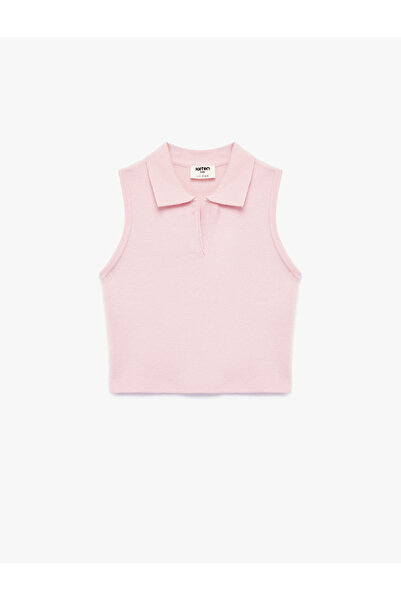 Koton Slim Fit Viscose Blended Shirt Collar Sleeveless Knitwear Undershirt
