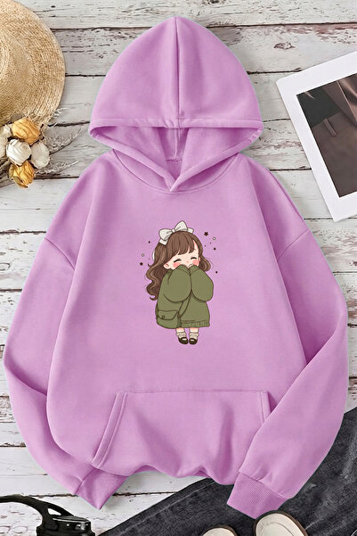 uyguntarz Unisex Cuteanime Printed Oversize Hoodie Hooded Sweatshirt