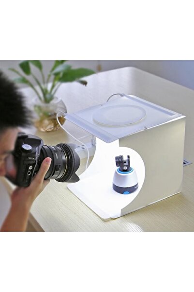 DAVIDAMI CONCEPT Mini Studio Foto Lightbox cu 2 Benzi LED si 6 Fundaluri Colo...