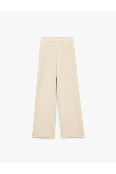 Koton Normal Waist Regular Fit Pocketed Straight Wide Leg Trousers