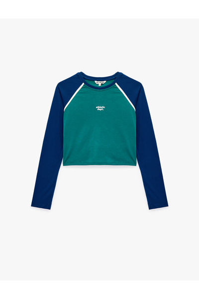 Koton Slim Fit Cotton Crew Neck Long Raglan Sleeve Printed T-Shirt