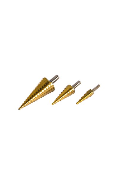 DETOOLZ Σετ 3 κοπτικών σταδιακών φρεζών HSS+Ti 4-12, 4-20, 4-32mm